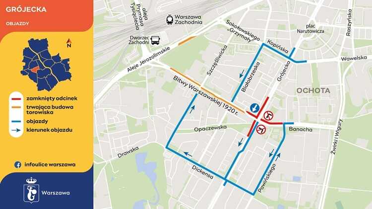 Zamknięte ulice Warszawa